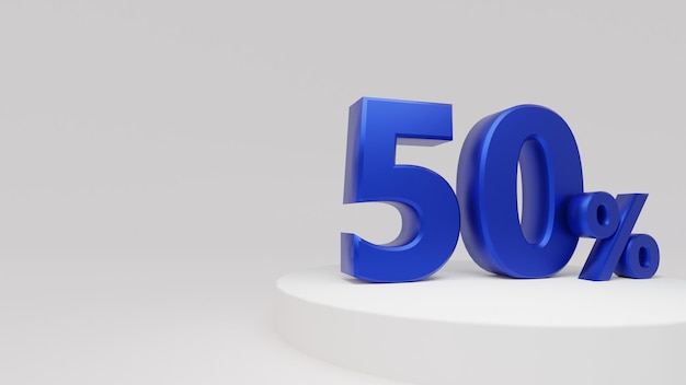 3D rendering Blue 50 Percent sale promotion