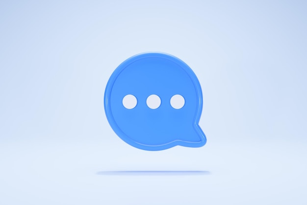 3D Rendering. Blue color icon. Concept abstract social media textbox Front View