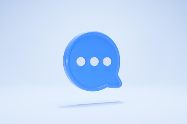 3D Rendering. Blue color icon. Concept abstract social media textbox Side View