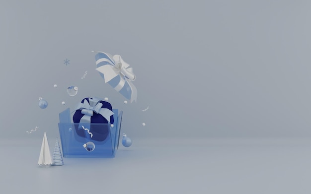 3d rendering of blue merry christmas or winter or happy new year on blue background