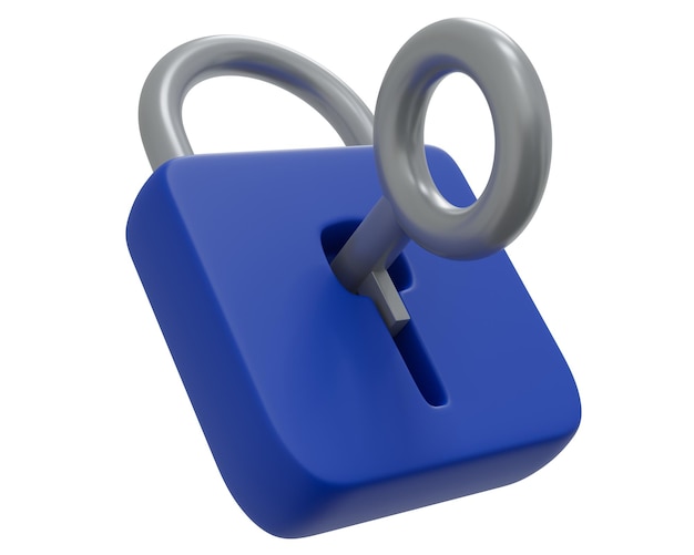 3D rendering blue padlock isolated