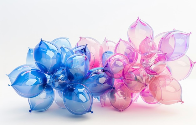 3D rendering of blue and pink balloons