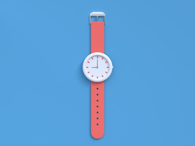 3d rendering blue scene red watch technology concept