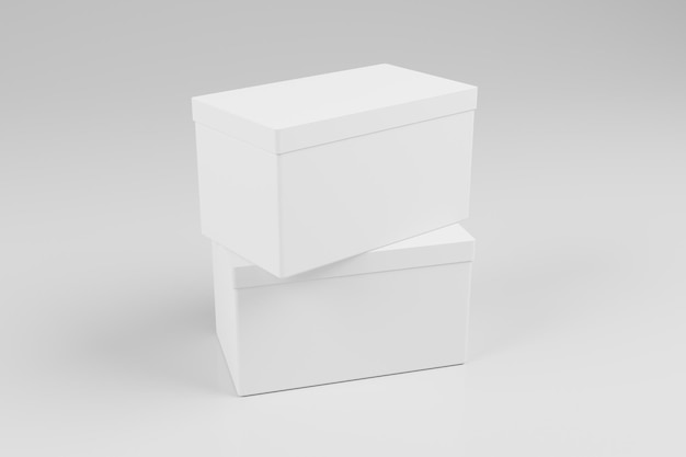 3d rendering box packaging with white color