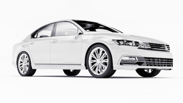 3d rendering of a brandless generic car in a white studio environment.