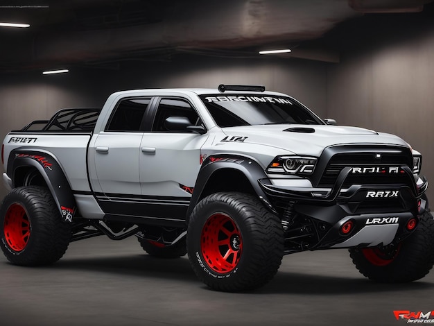 3D rendering of a brandless generic rally pickup truck