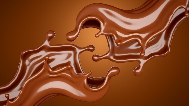 3d rendering Brown chocolate splash background