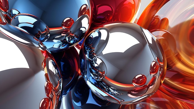 3D rendering of a bunch of glossy spheres with reflections and highlights