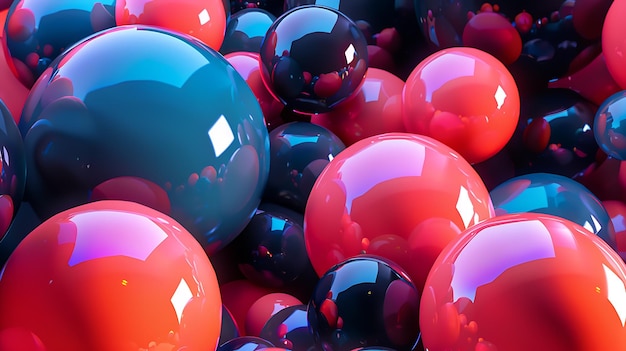 3D rendering of a bunch of glossy spheres with vibrant colors