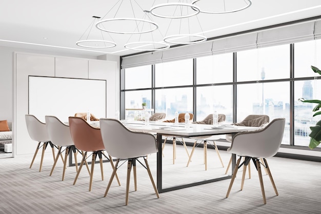 3d rendering business meeting and working office room