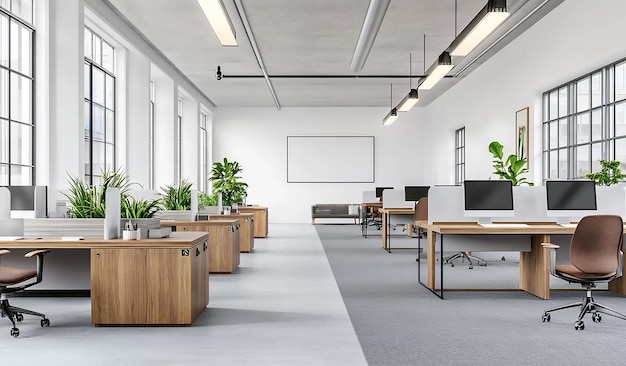 3d rendering business meeting and working room on office building