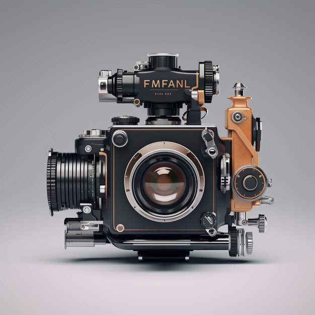 3d rendering of camera with film roll