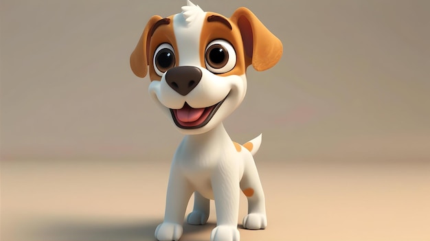 3D Rendering Of Cartoon Dog Portrait