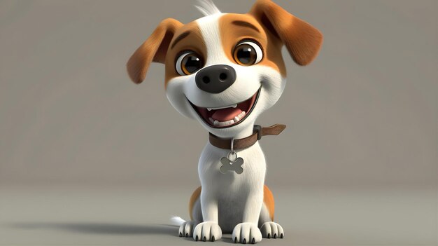 3D Rendering Of Cartoon Dog Portrait