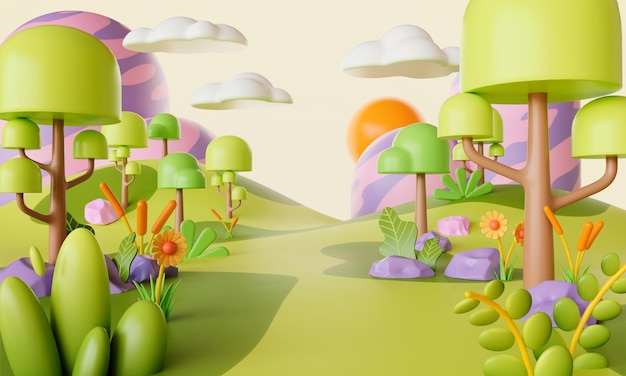 3d rendering of Cartoon Forest