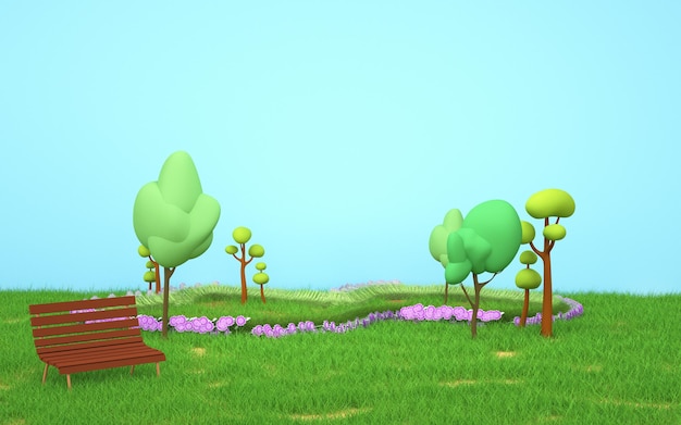 3d rendering of cartoon forest