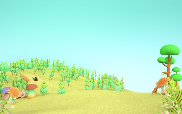 3d rendering of cartoon forest