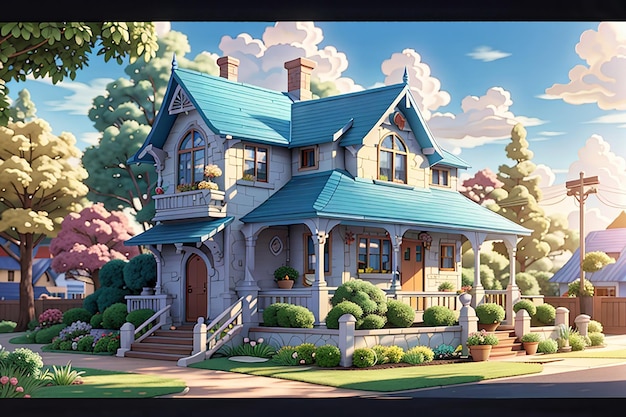 3d rendering of cartoon house3d house