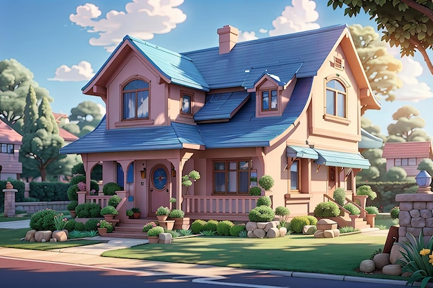 3d rendering of cartoon house3d house