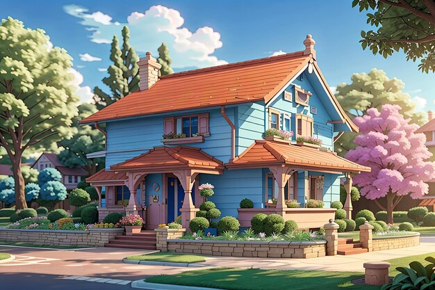 3d rendering of cartoon house3d house