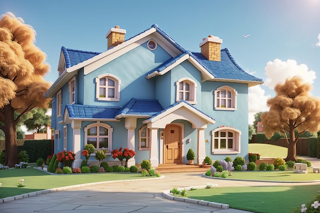 3d rendering of cartoon house3d house