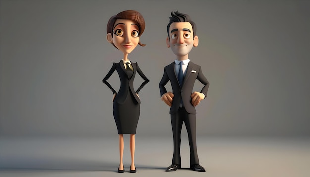 3D Rendering Of Cartoon Like Business Persons