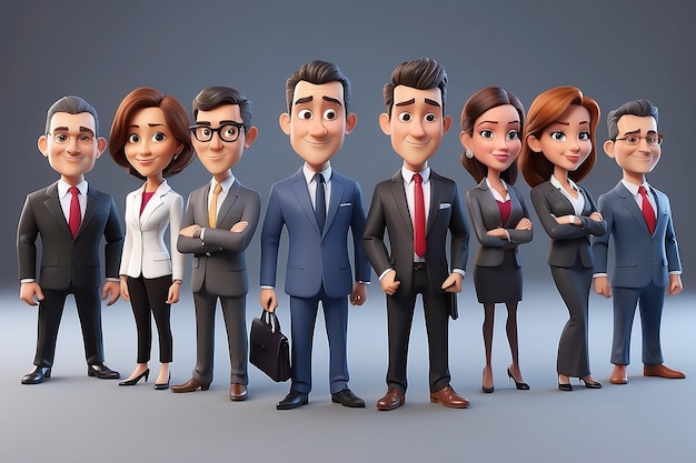 Photo 3d rendering of cartoon like business persons