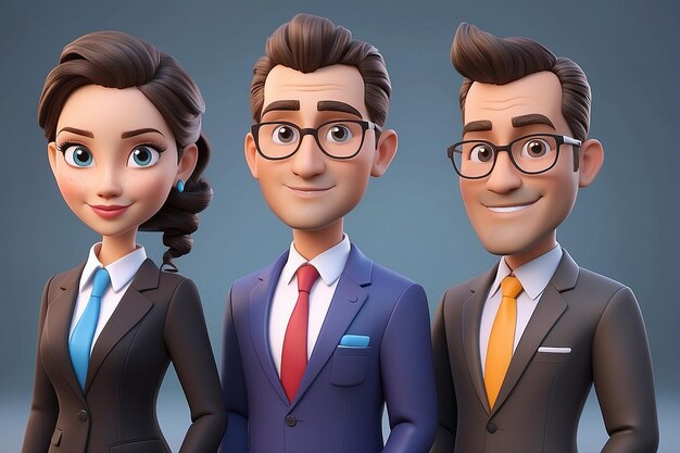 Photo 3d rendering of cartoon like business persons