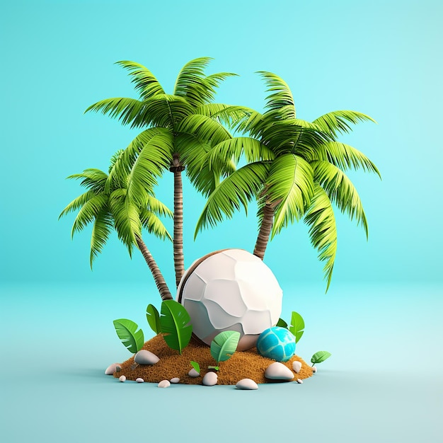 3d rendering of cartoon like coconut tree