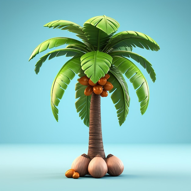 3d rendering of cartoon like coconut tree