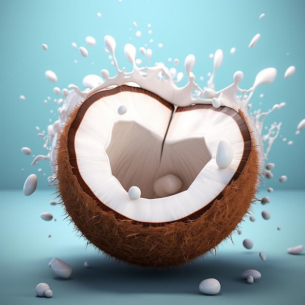 3d rendering of cartoon like coconut