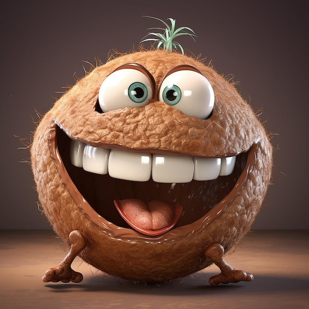 3d rendering of cartoon like coconut