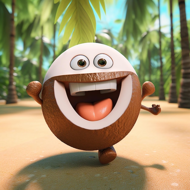 3d rendering of cartoon like coconut