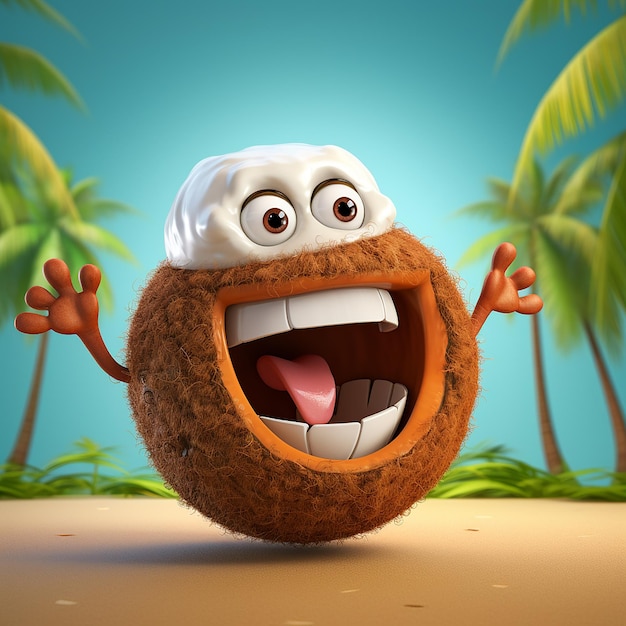 3d rendering of cartoon like coconut