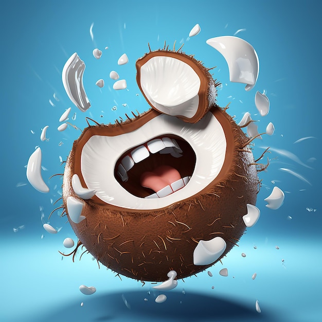 3d rendering of cartoon like coconut