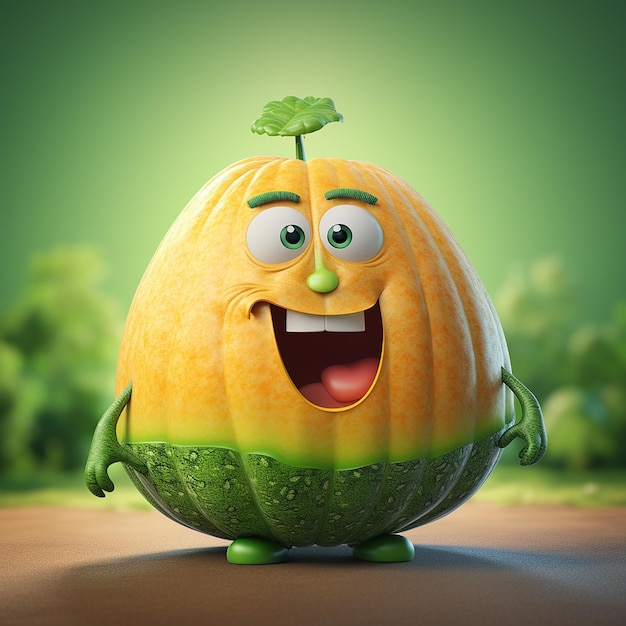 3d rendering of cartoon like melon