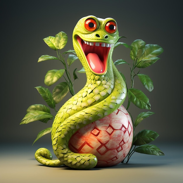 3d rendering of cartoon like snakefruit