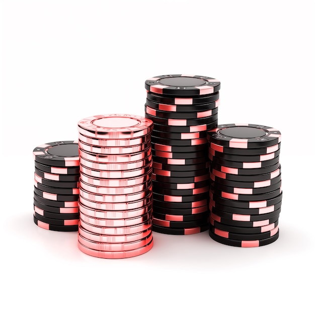 Photo 3d rendering of casino chips casino poker with white background illustration