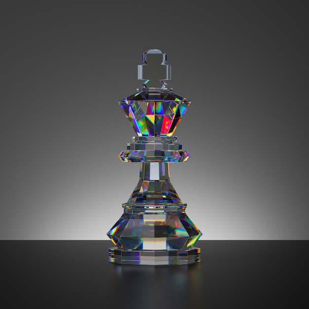 3d rendering of chess game isolated crystal king piece