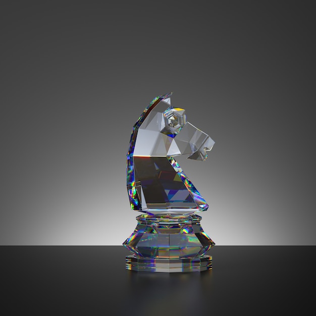 3d rendering of chess game isolated crystal knight piece