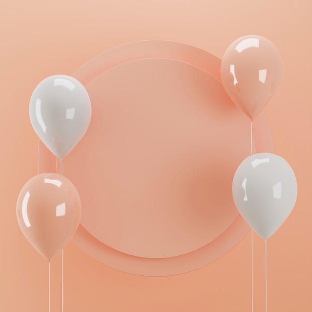 3d rendering circle board for product display with balloon accent