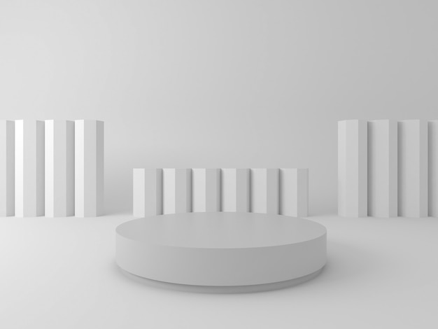 3d rendering of circle podium for show product and space for text in monochome