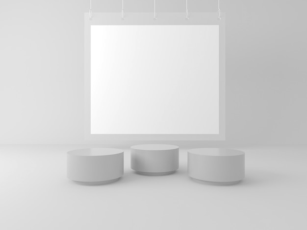 3d rendering of circle podium for show product and space for text in monochome