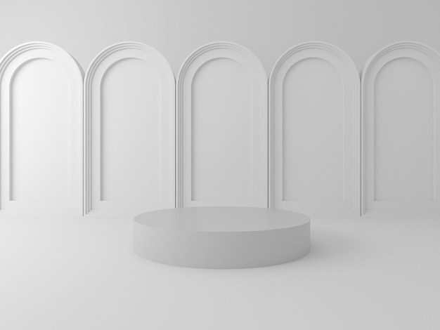 3d rendering of circle podium for show product and space for text in monochome