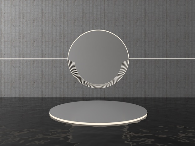 3d rendering of circle podium for show product and space for text