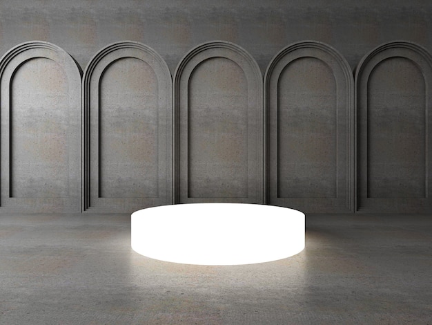 3d rendering of circle podium for show product and space for text