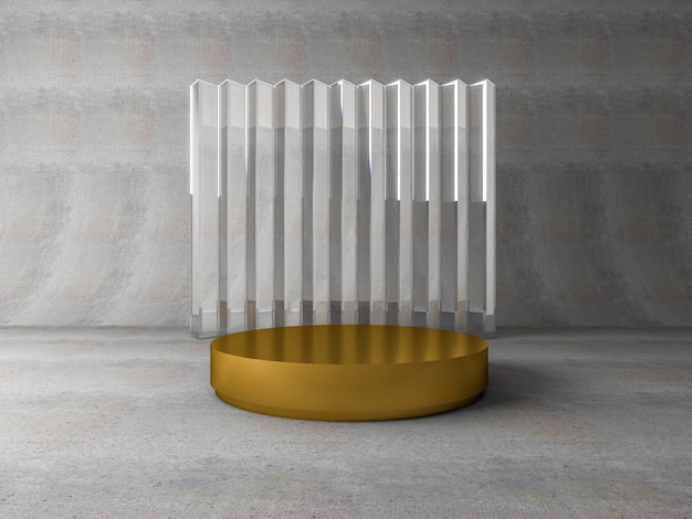 3d rendering of circle podium for show product and space for text