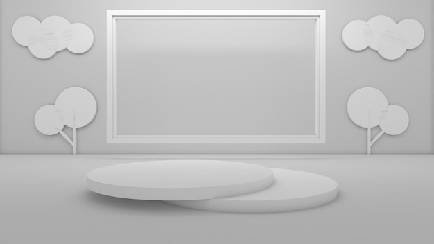 3d rendering of circle podium for show product