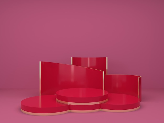 3d rendering of circle podium for show product