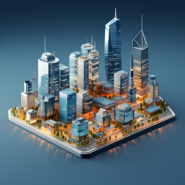 3d rendering of Cityscape city isometric miniatur